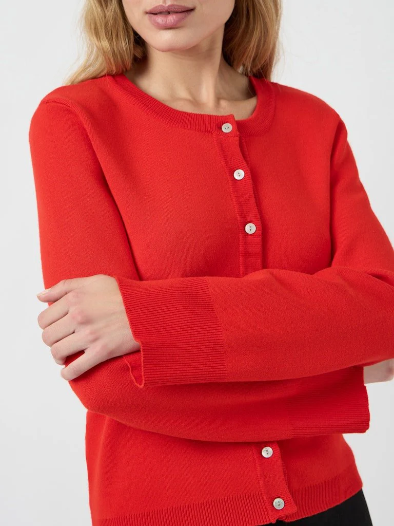 Elena Ls Knit Cardigan Fiery Red - Image 9