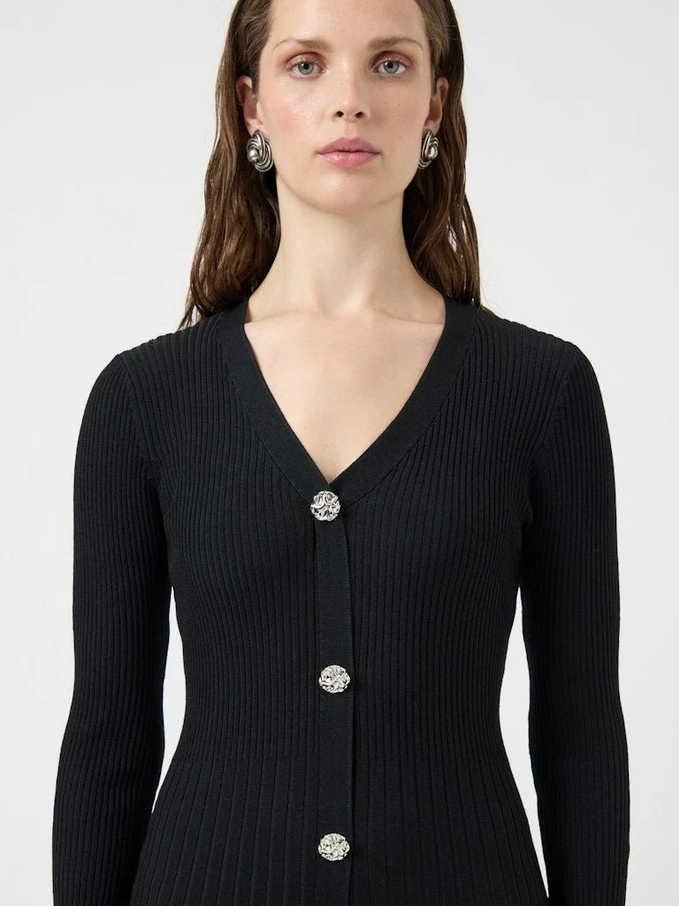 Mikla Ls Long Knit Dress Black - Image 7