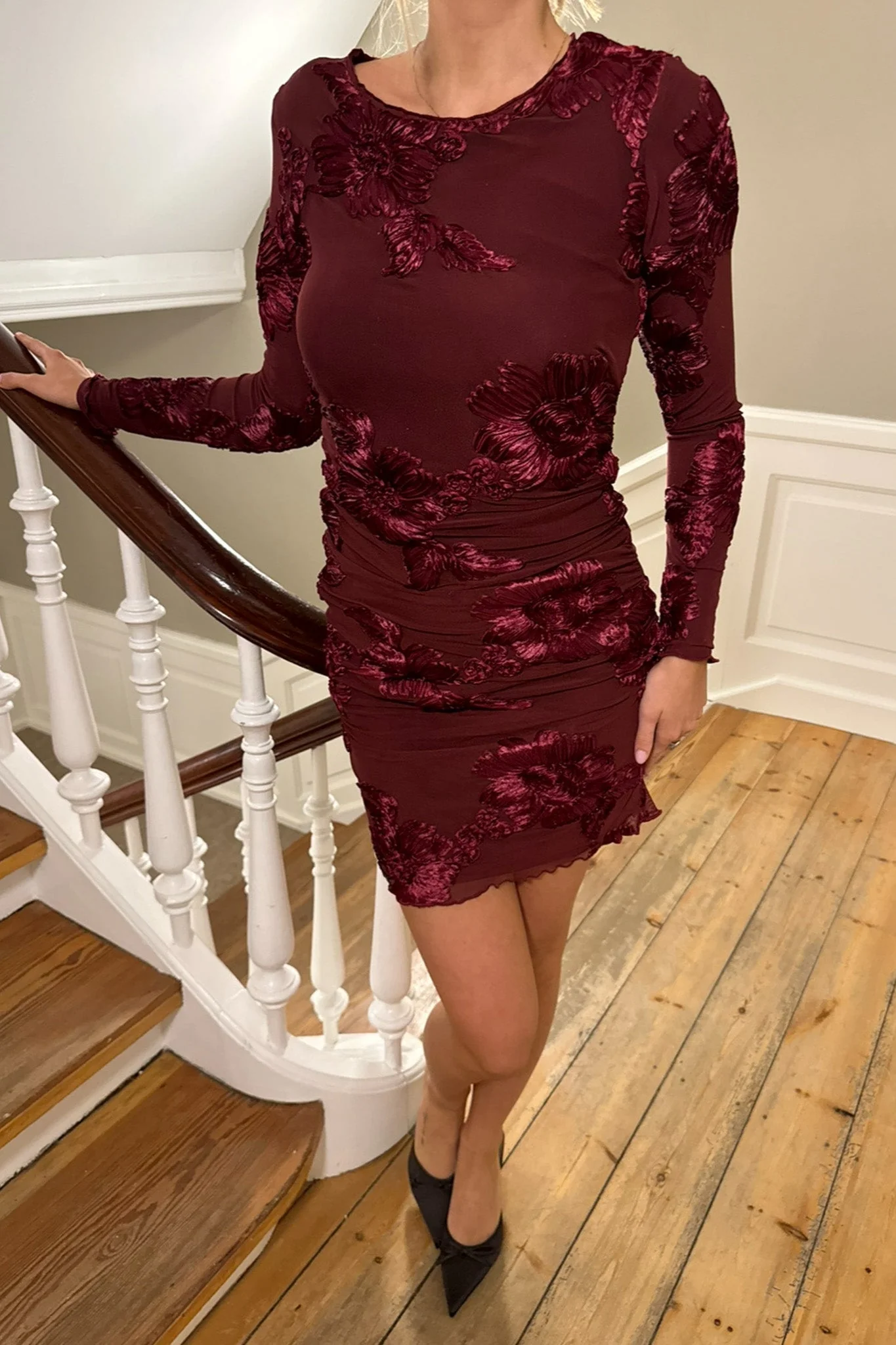 Maja Mesh Dress Bordeaux - Image 3
