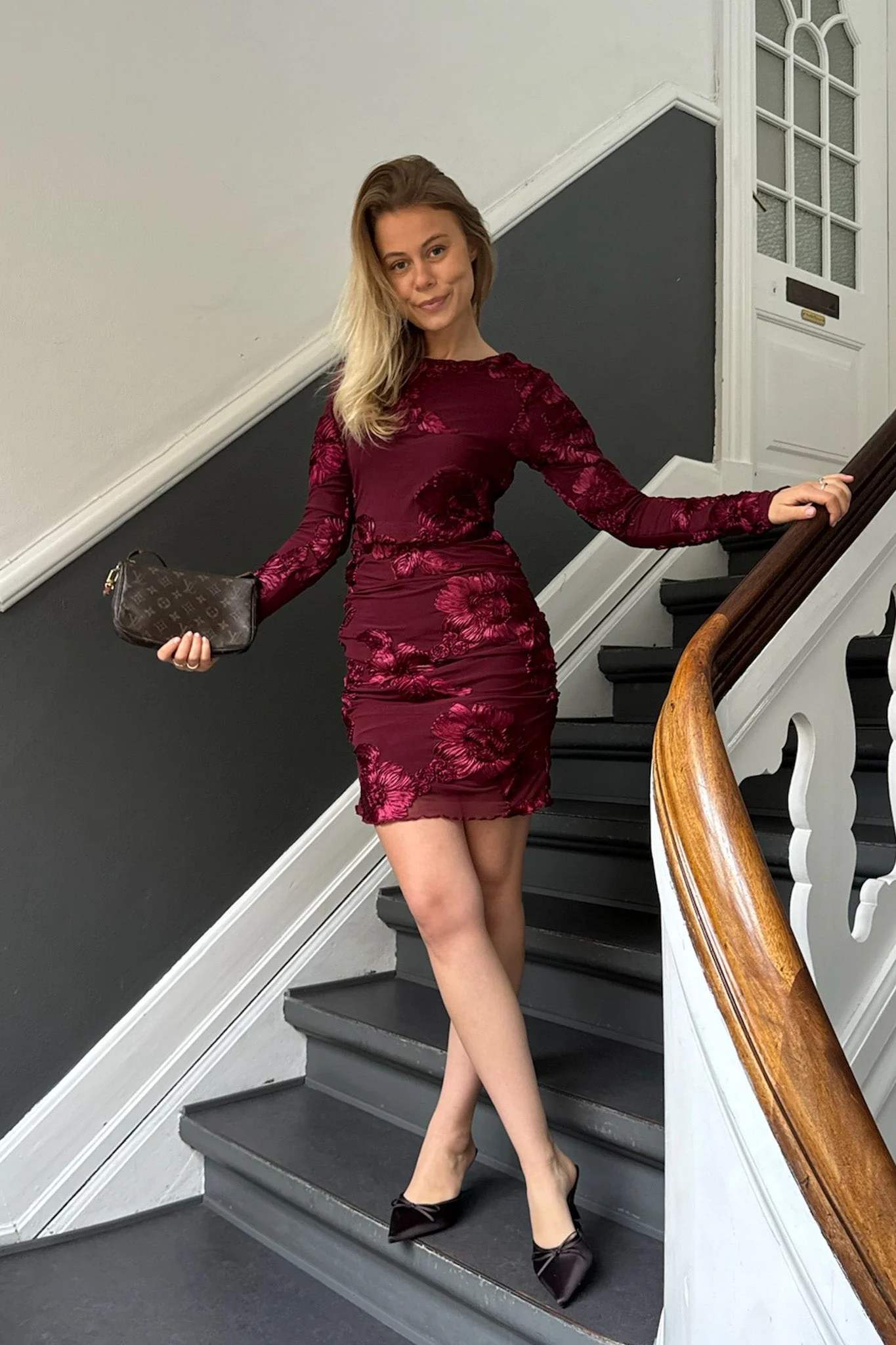 Maja Mesh Dress Bordeaux - Image 7