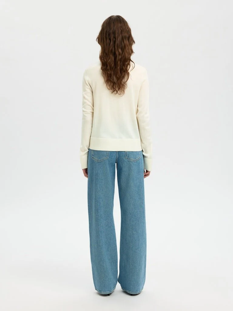 Thea Ls Knit Merino Cardigan Egret - Image 12