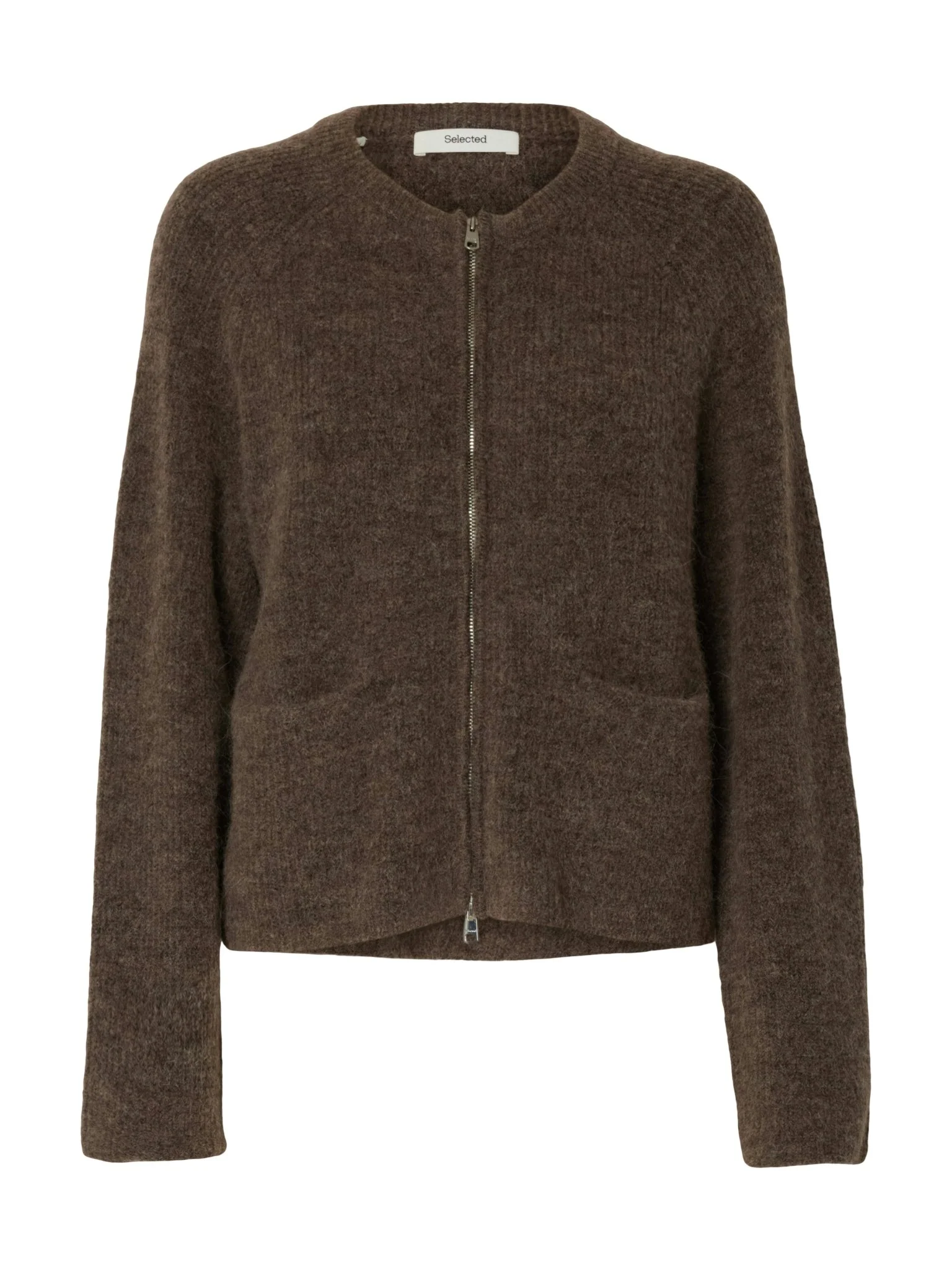 Sia Ras Ls Knit Short Cardigan Chocolate Chip - Image 2