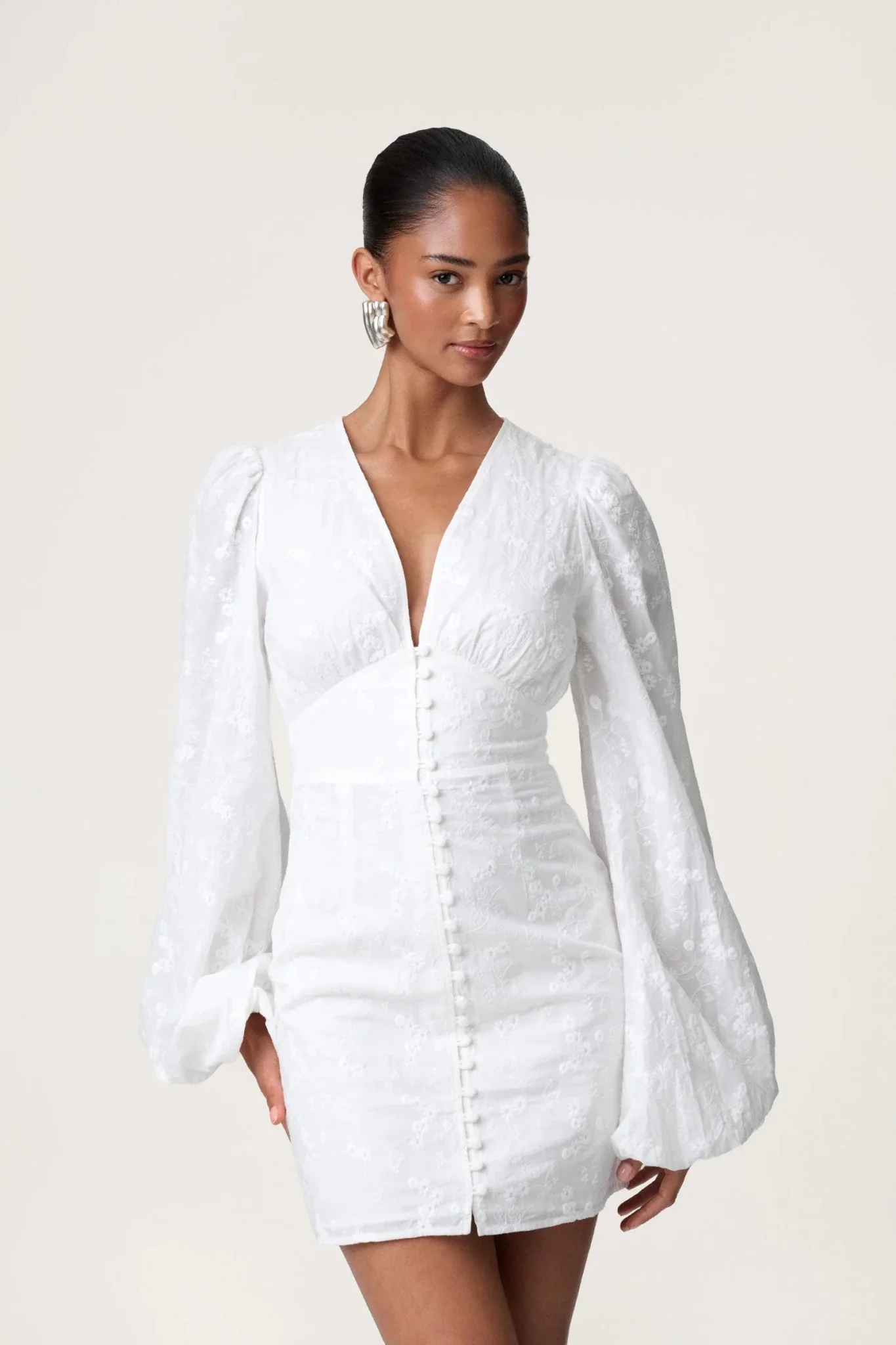 Florence Mini Dress White Embroidery - Image 3