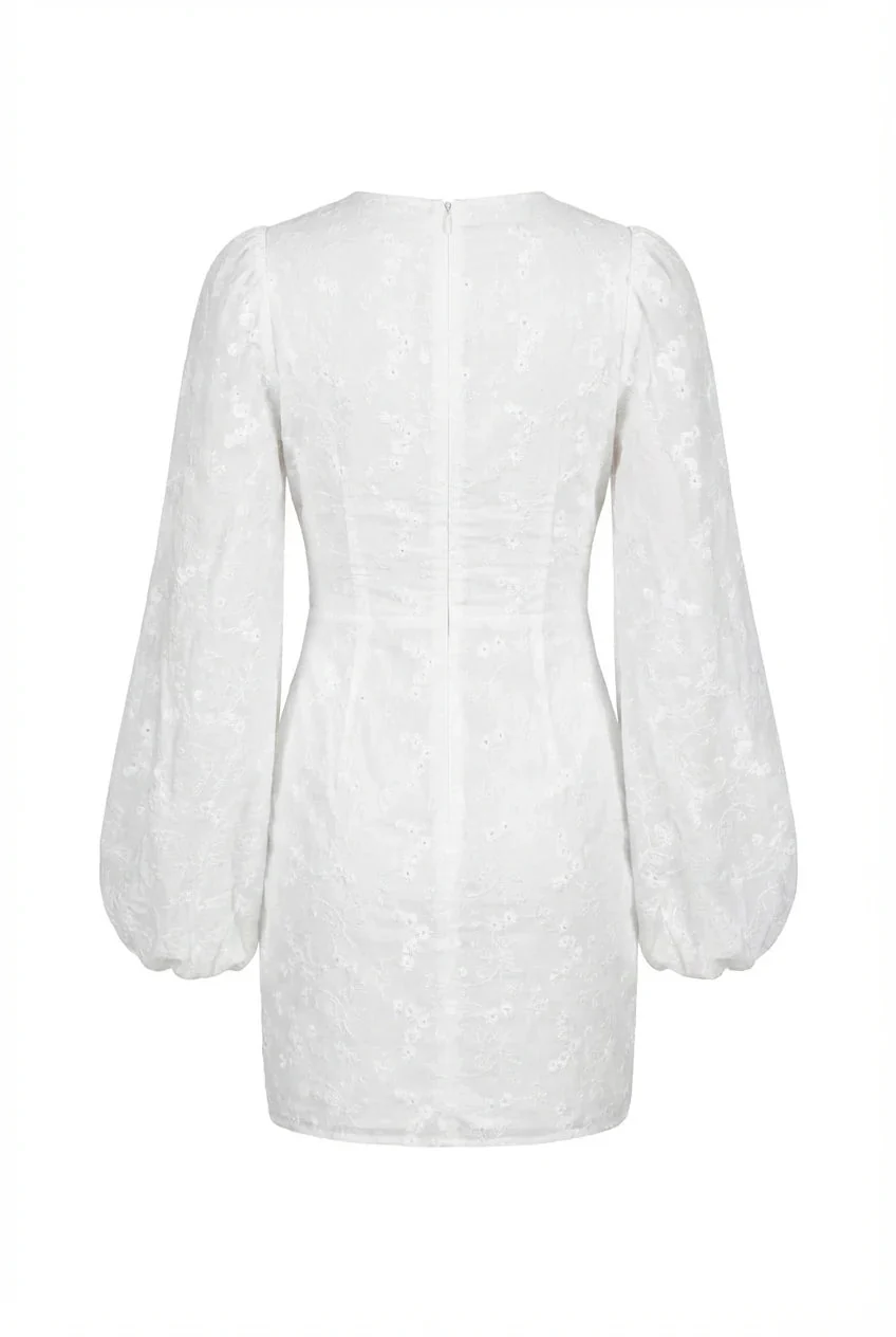 Florence Mini Dress White Embroidery - Image 9