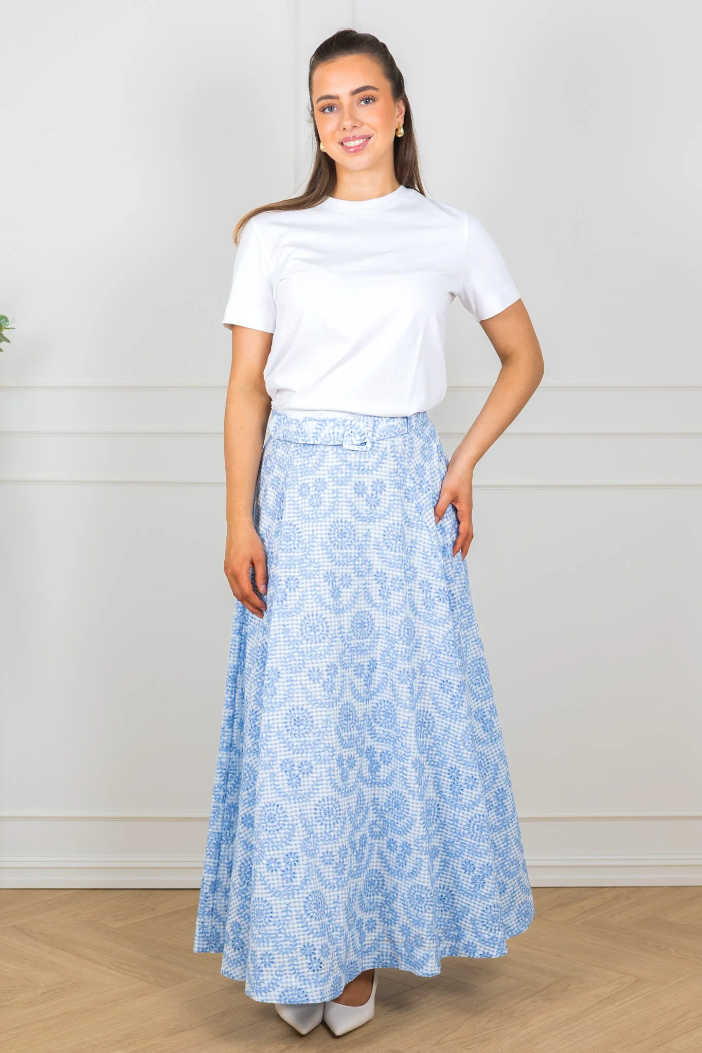 Checks Maxi Skirt Light Blue - Image 2