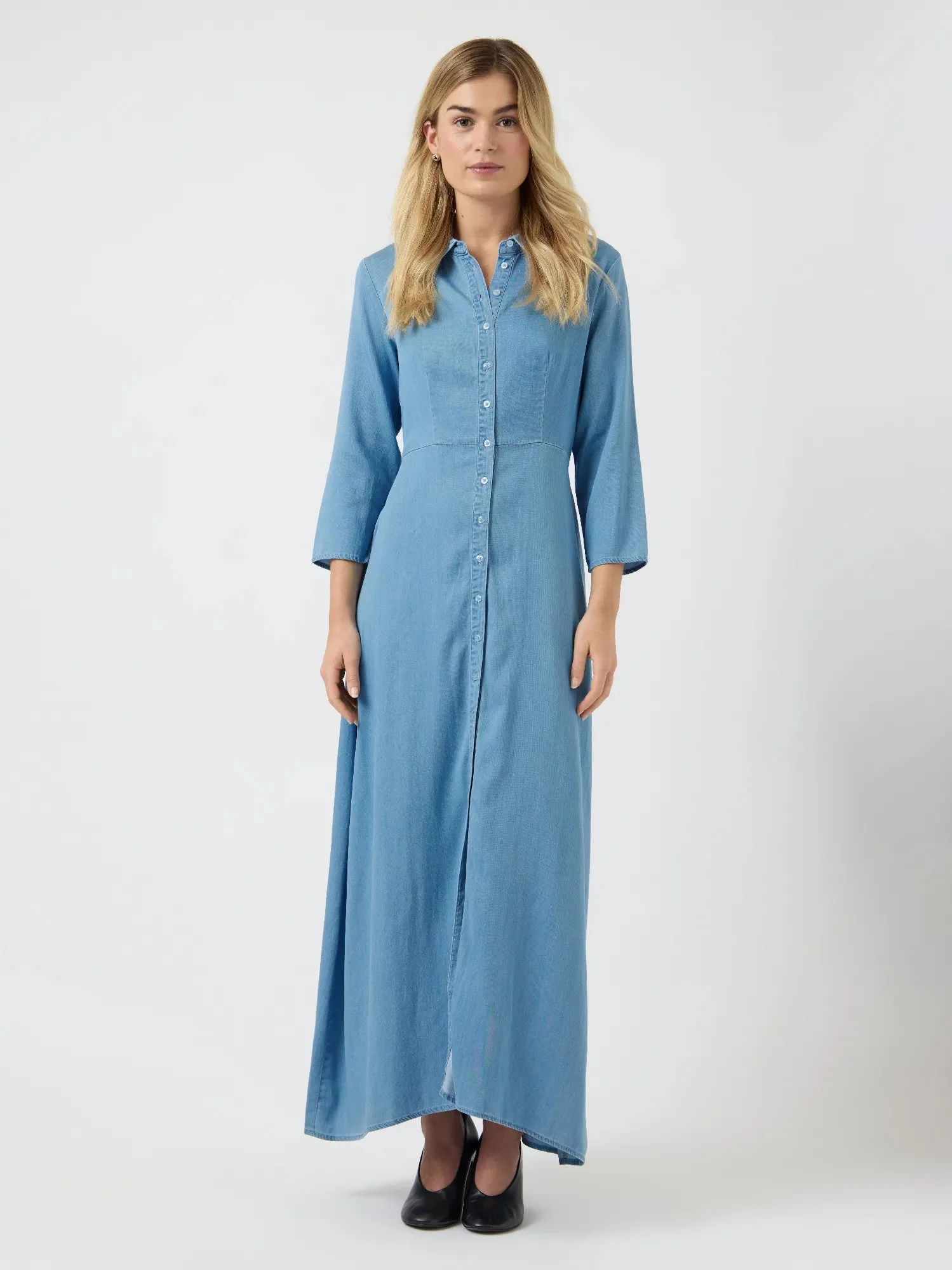 Savanna 3/4 Long Chambray Dress Skyway - Image 8