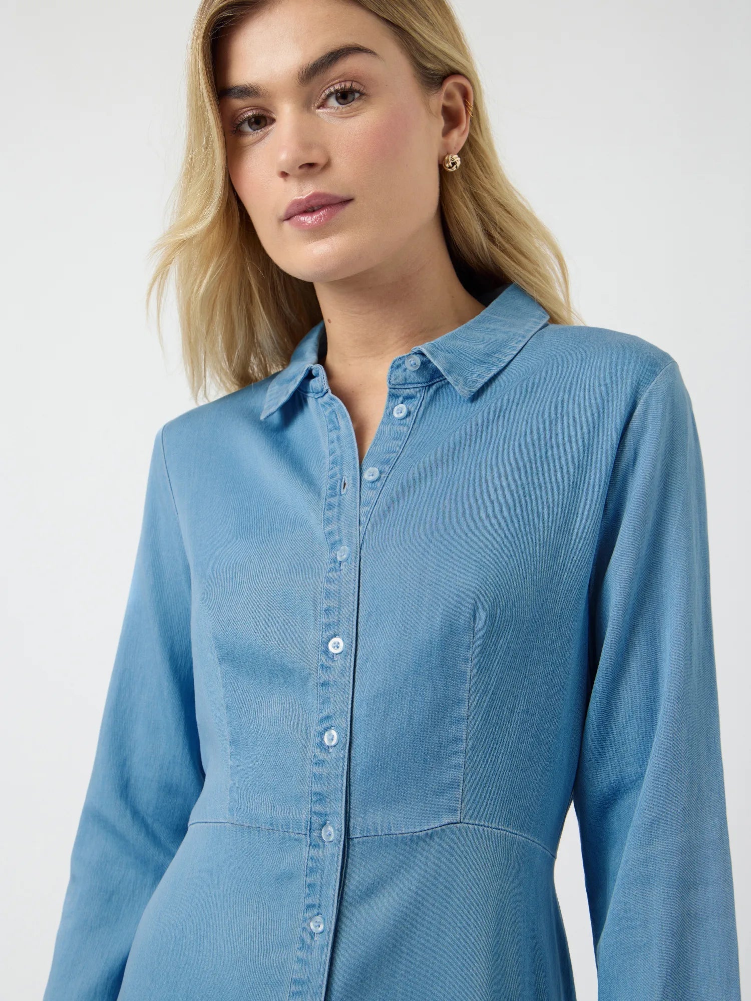 Savanna 3/4 Long Chambray Dress Skyway - Image 9