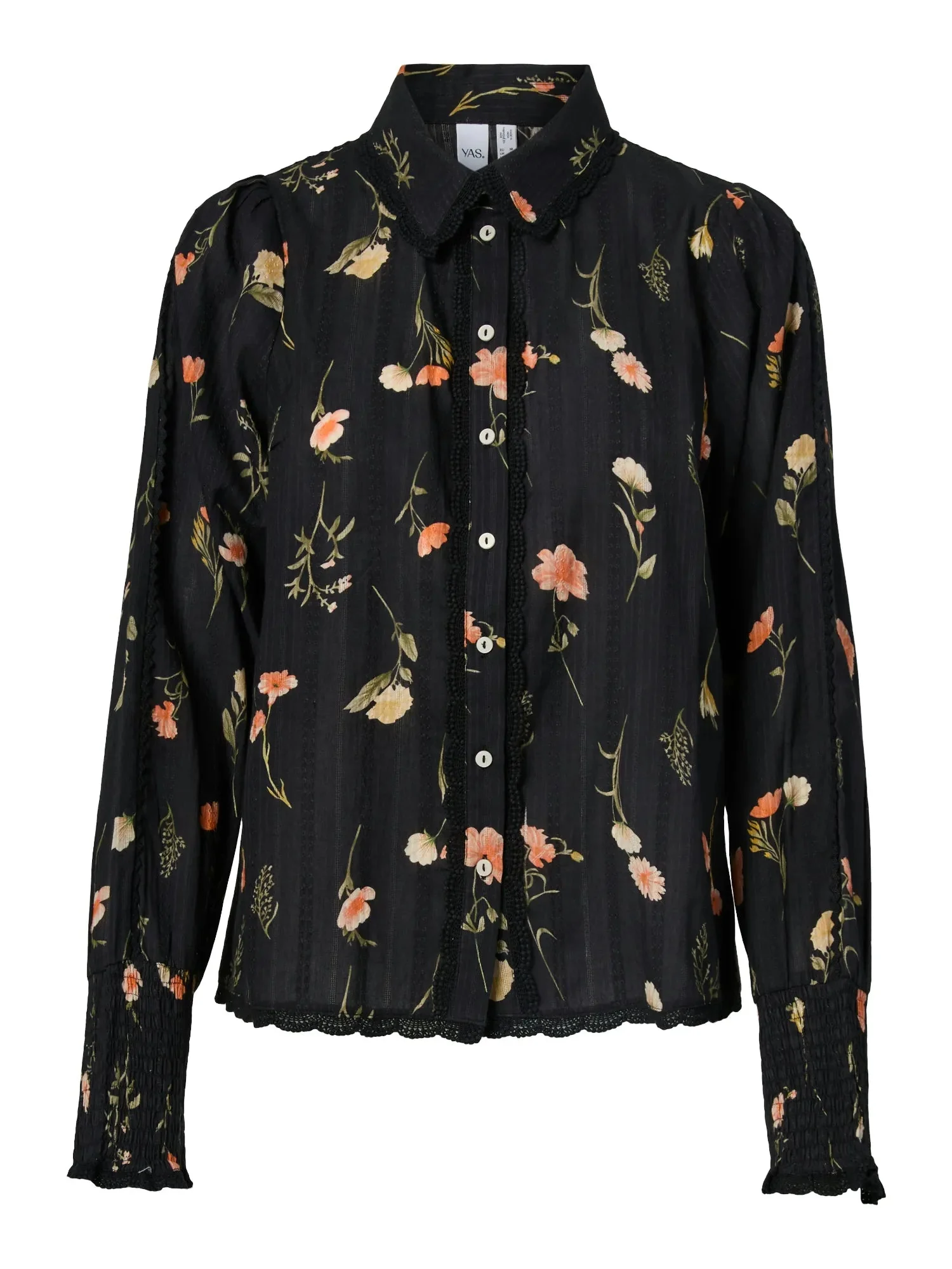 Somelli Ls Shirt Black Flower Print