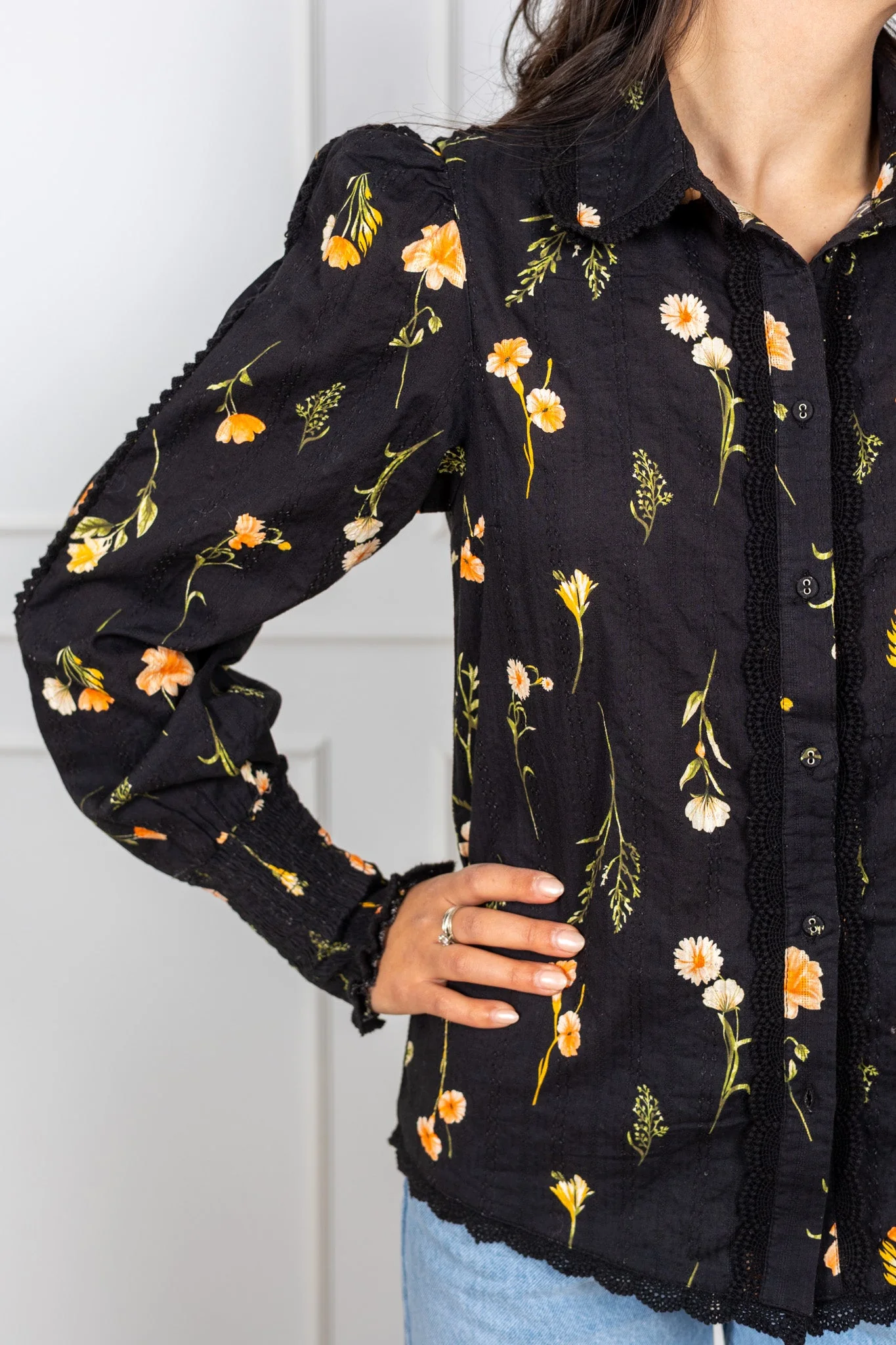 Somelli Ls Shirt Black Flower Print - Image 7