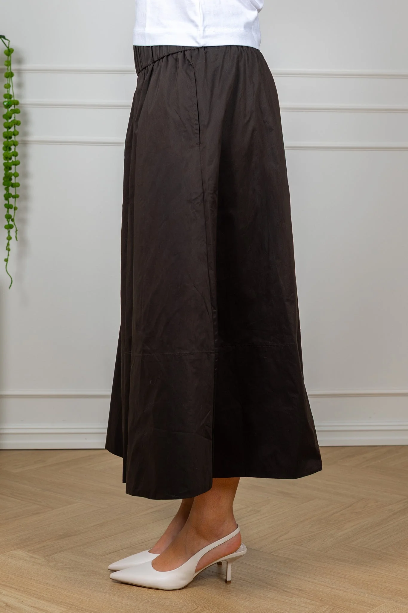 Yara Poplin Skirt Chocolate Brown - Image 3