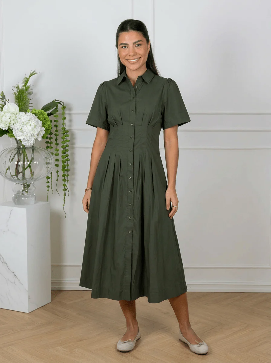 Baia Poplin Dress Army - Image 5