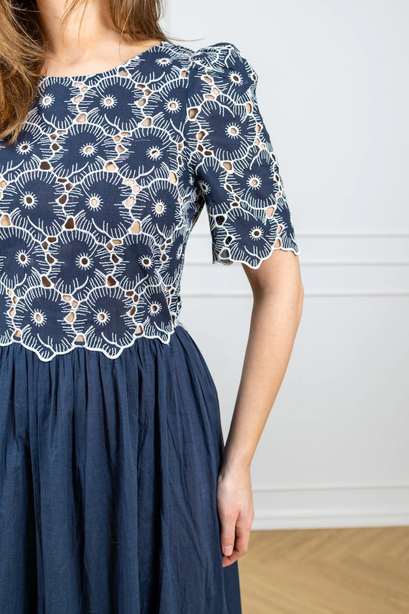 Broderie Anglaise Maxi Dress Marine - Image 6