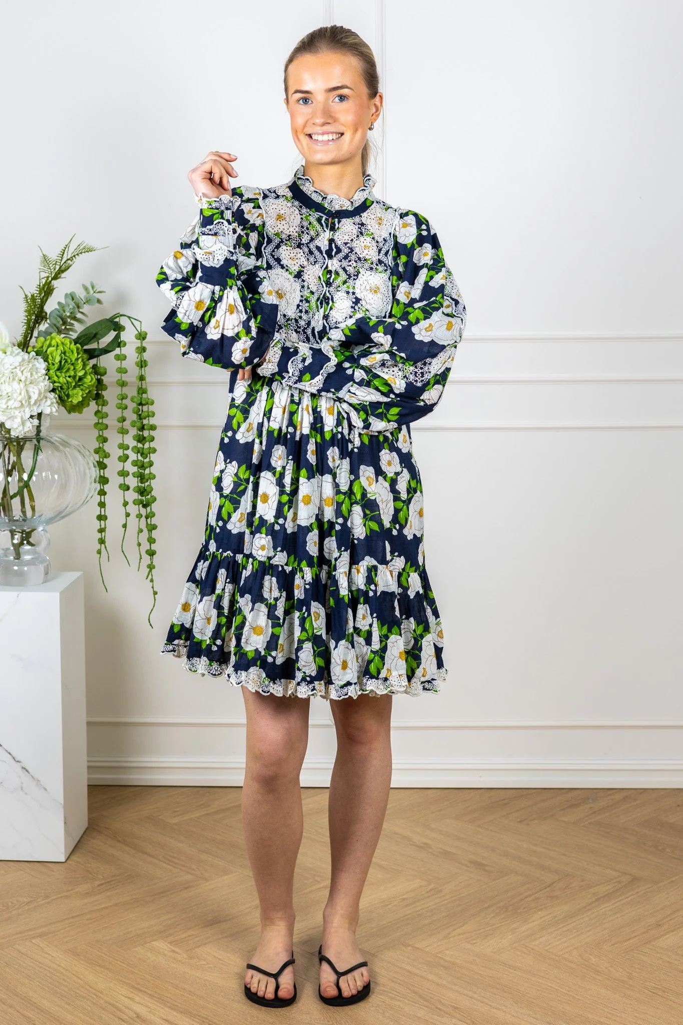 Cotton Slub Shift Dress Bright Garden - Image 4