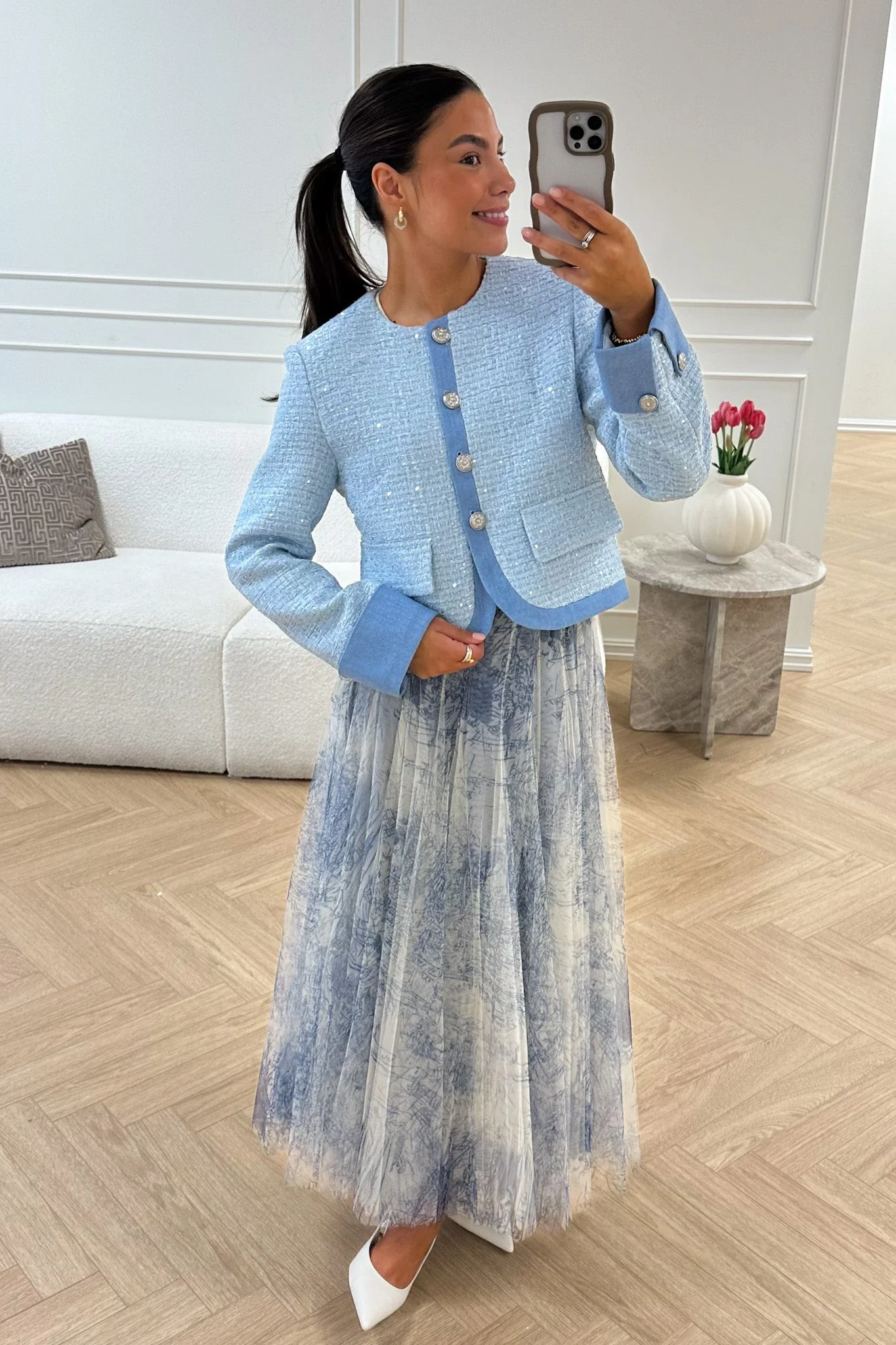 Choklate Tyll Skirt Ecru Print - Image 2