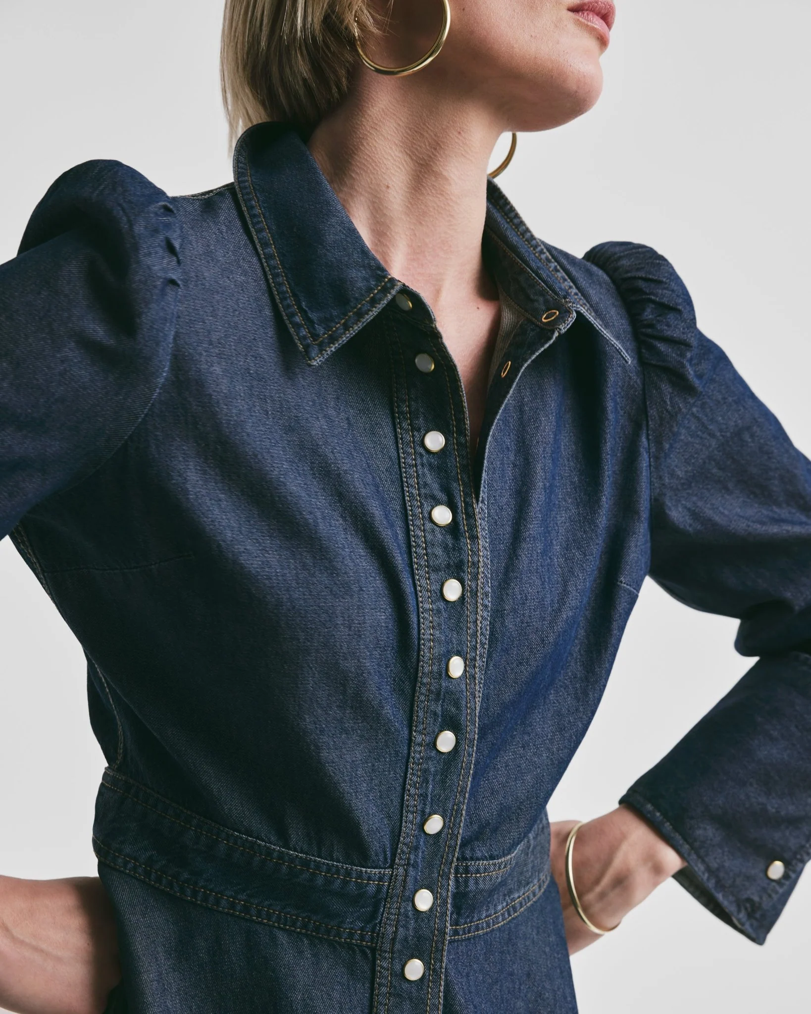 Denim Mini Dress Dark Blue - Image 10