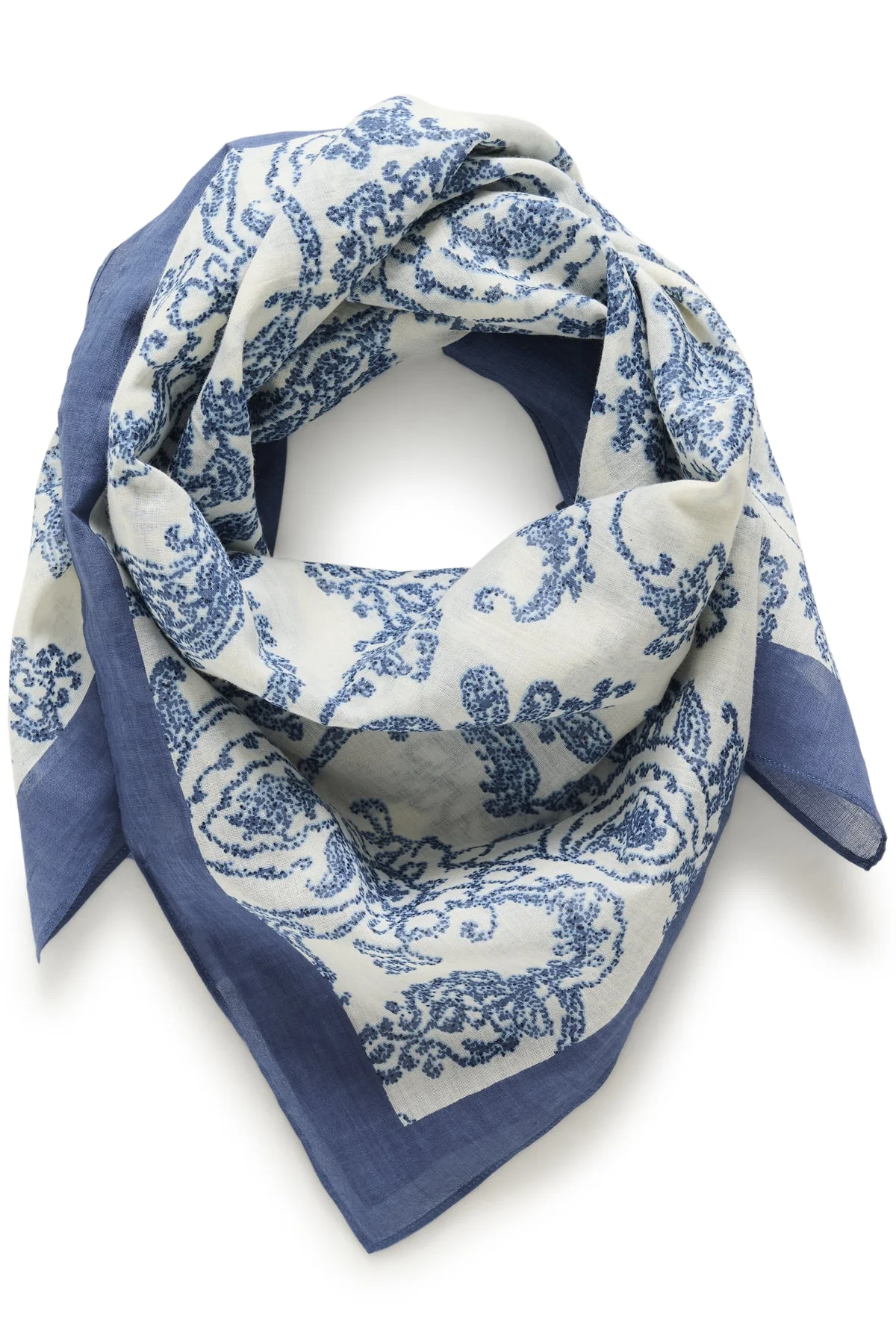 Phi Scarf Blue Dot Paisley Print