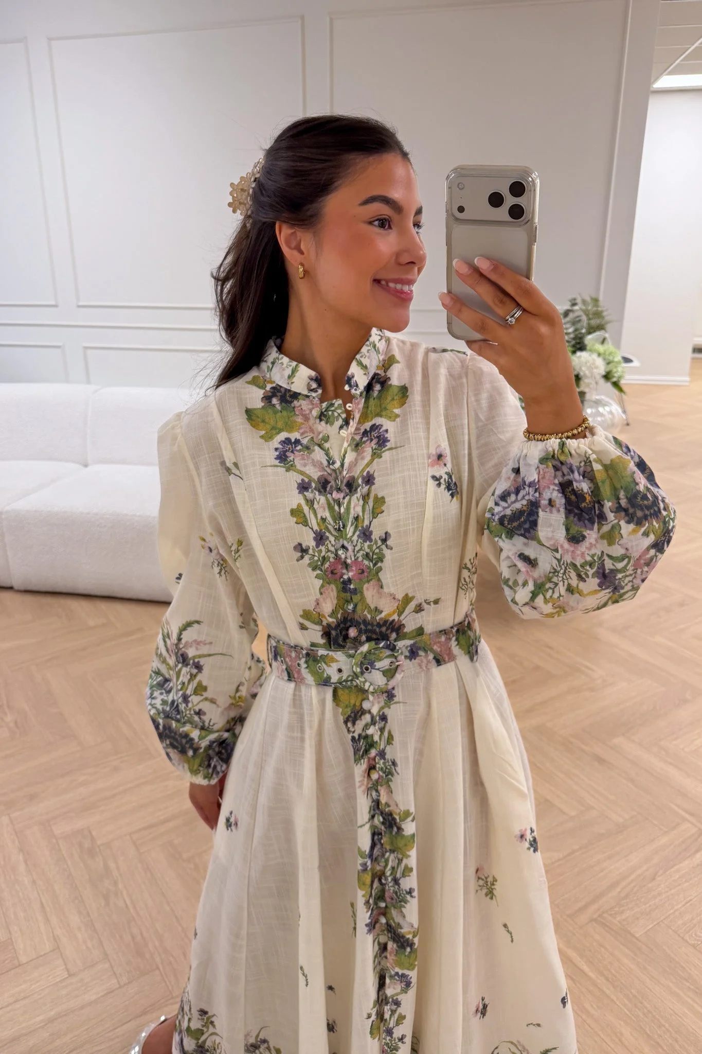 Mera Midi Dress Green Flower - Image 7