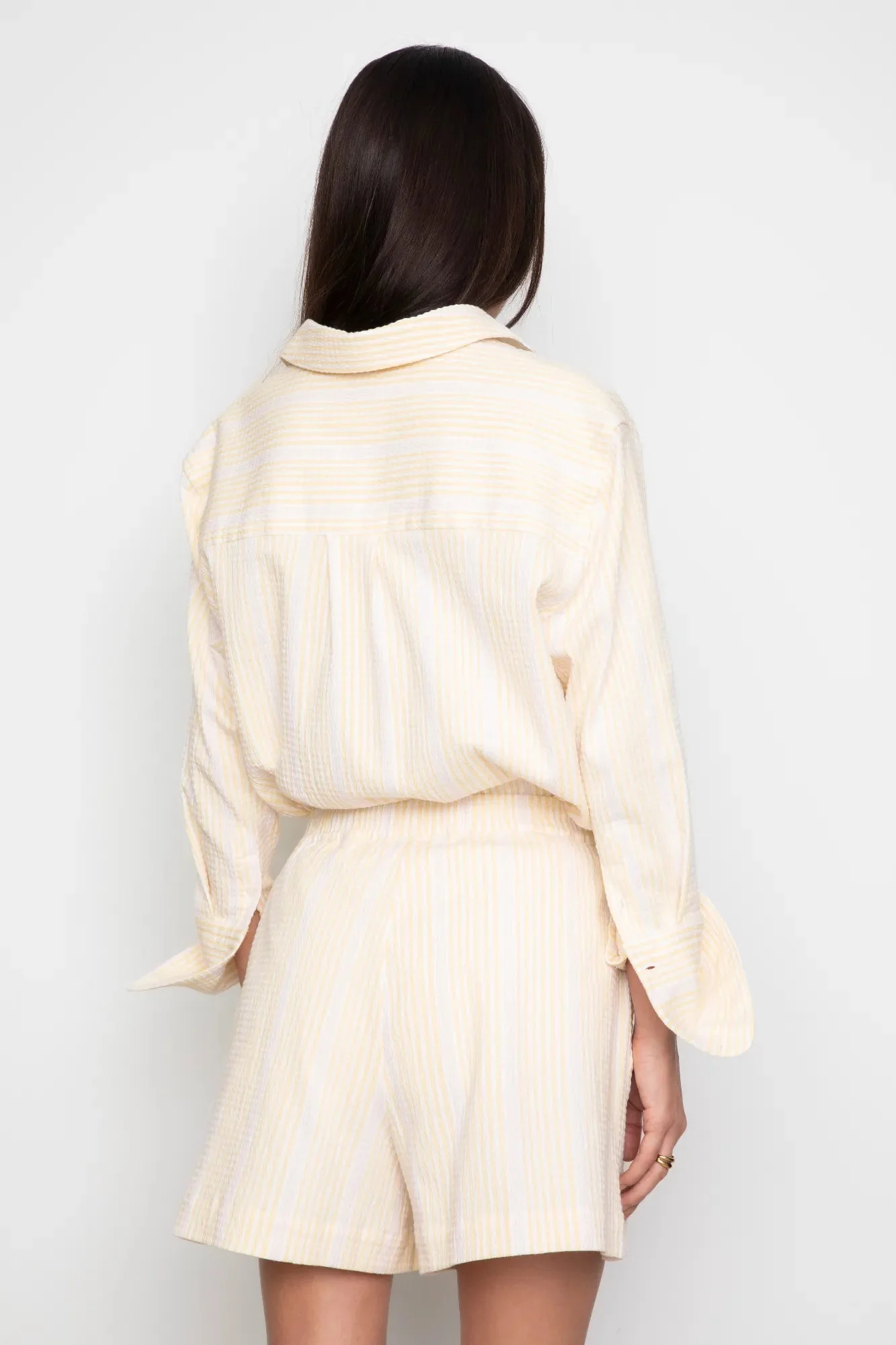 Bianca Crepe Shorts Light Yellow Stripe - Image 3