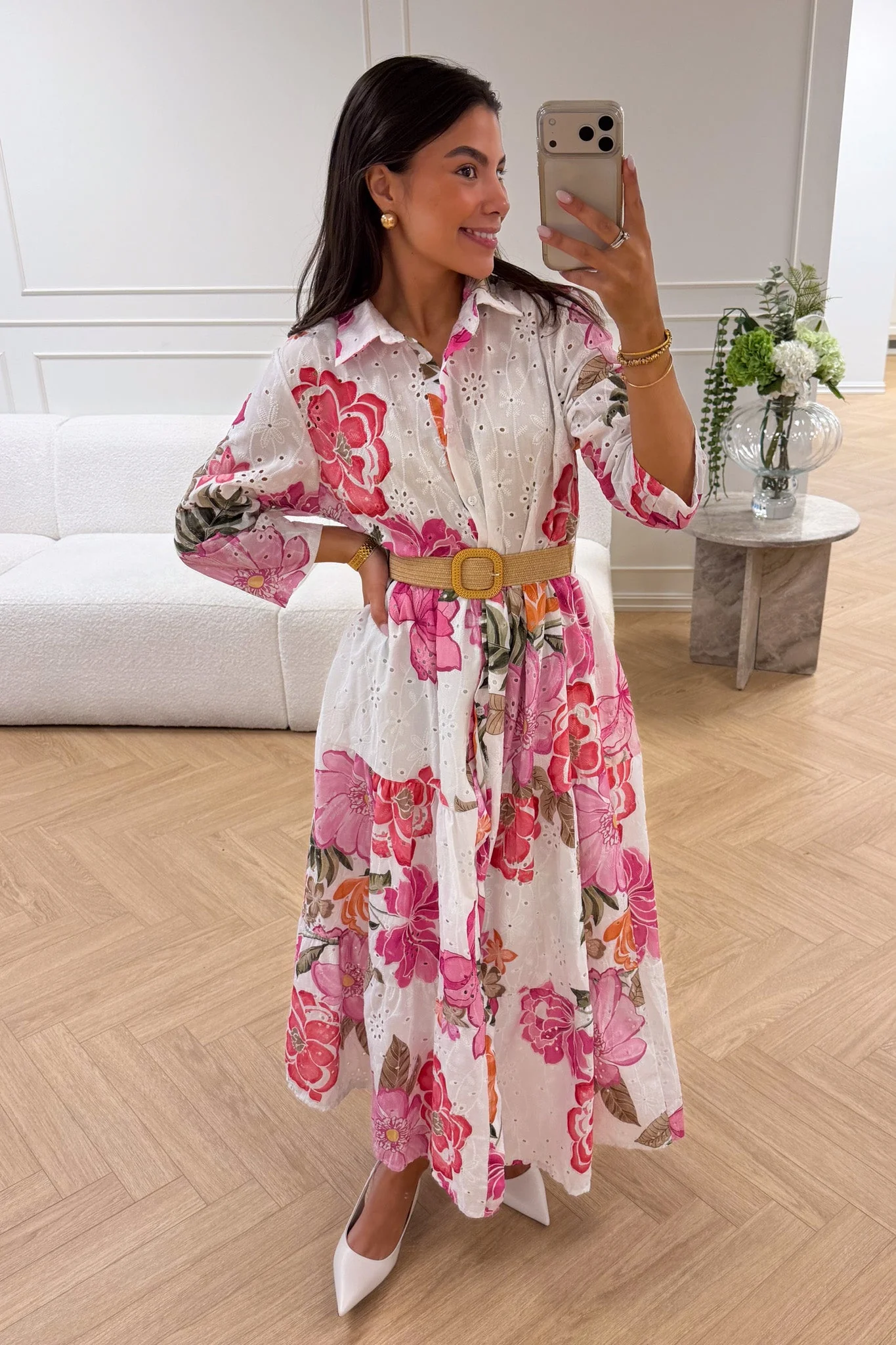 Eira Midi Dress Pink Flower - Image 3