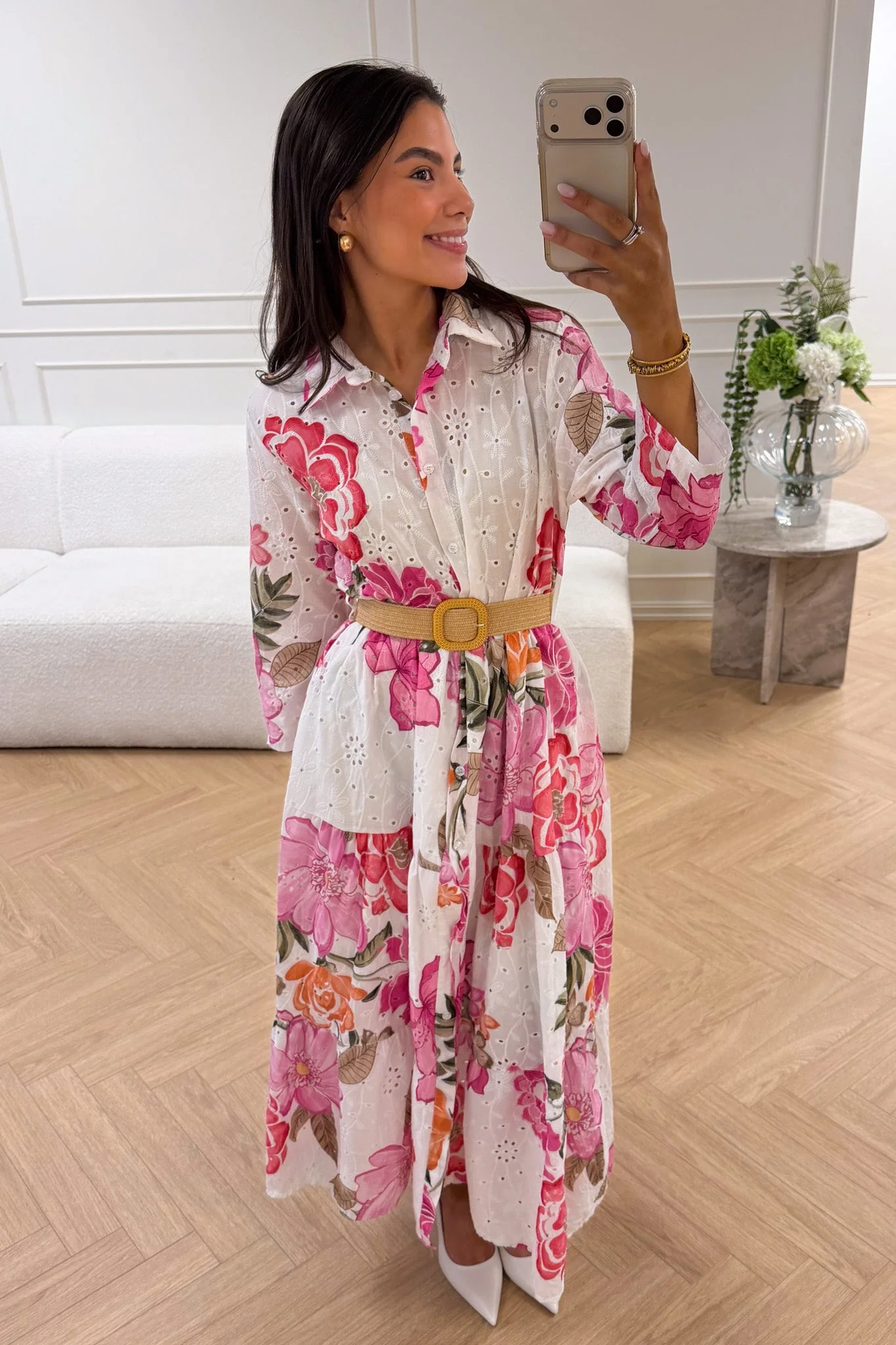 Eira Midi Dress Pink Flower - Image 5