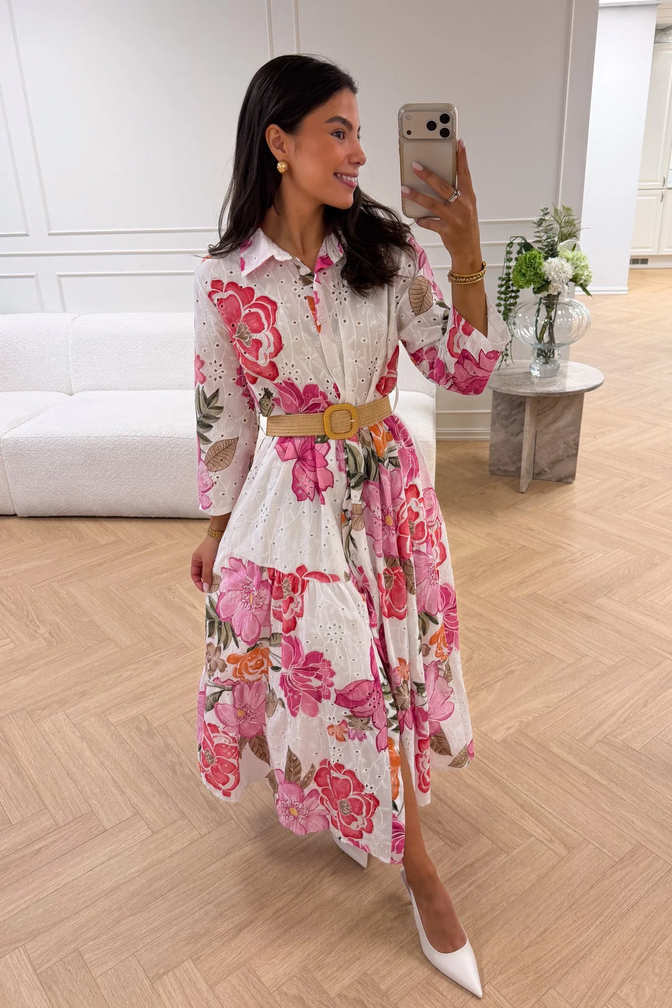 Eira Midi Dress Pink Flower - Image 7