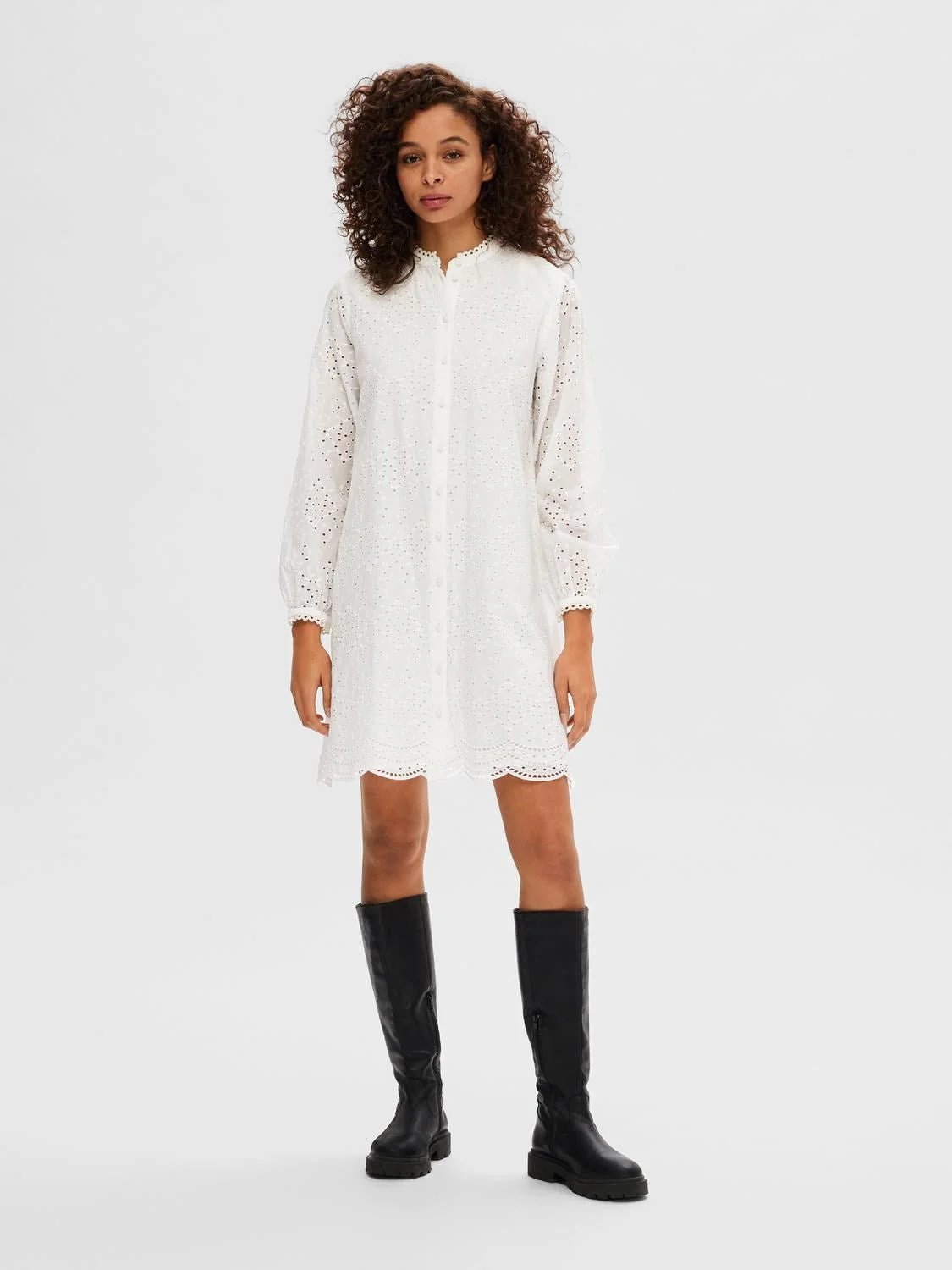 Tatiana Ls Short Embr Dress Bright White - Image 2
