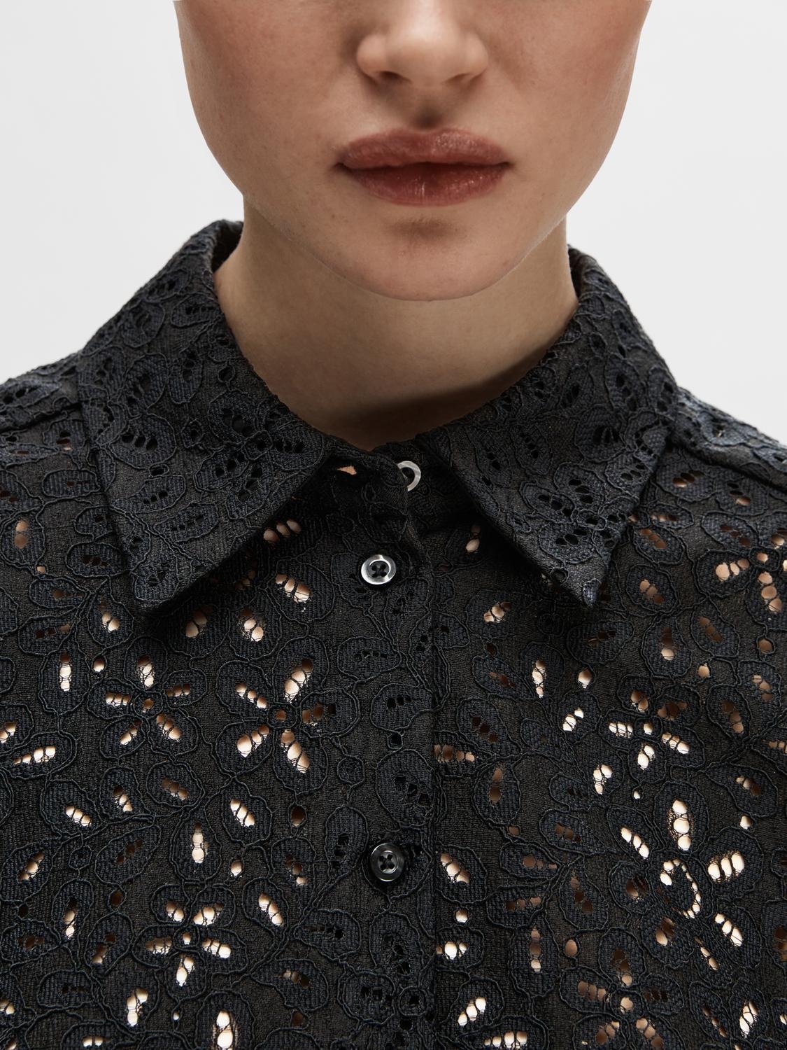 Karola 2/4 Oversize Lace Shirt B Black - Image 8