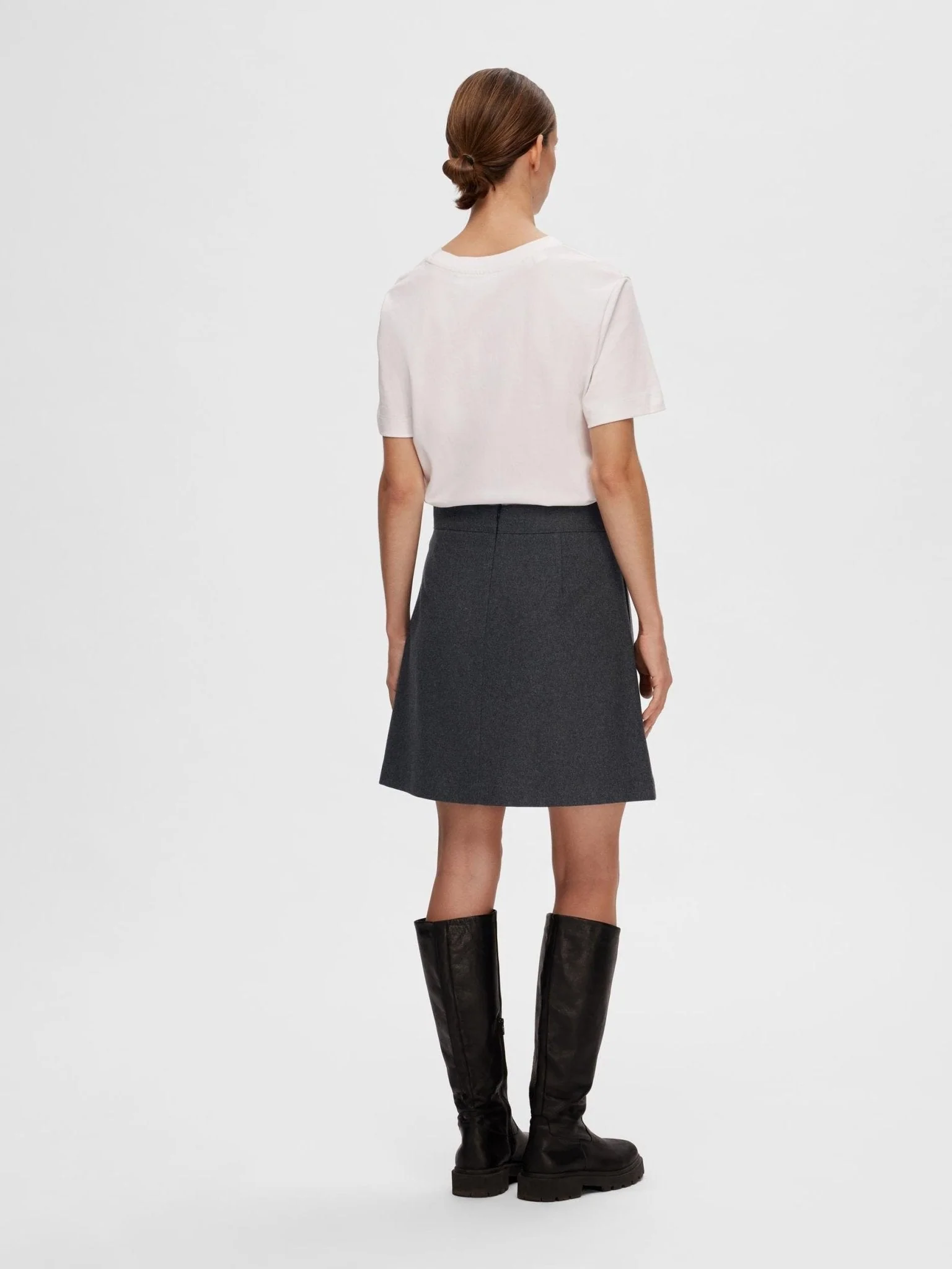 Mercy-Ula Hw Mini Wool Skirt Dark Grey Melange - Image 7