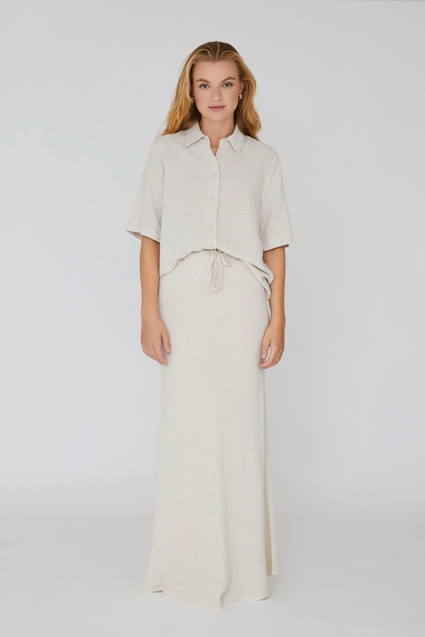 Linen Maxi Skirt Sand - Image 2