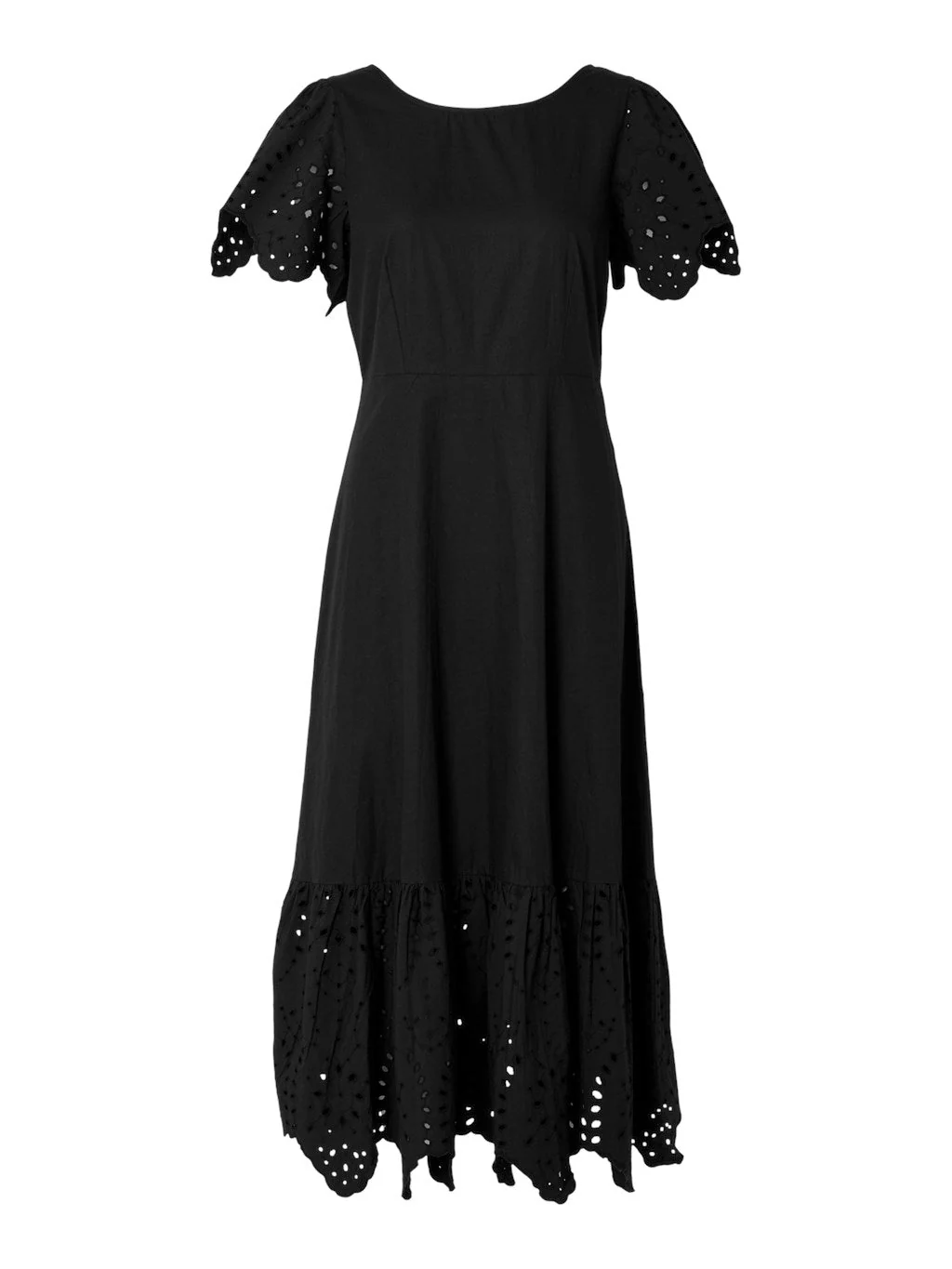 Kelli Ss Ankle Broderi Dress Black