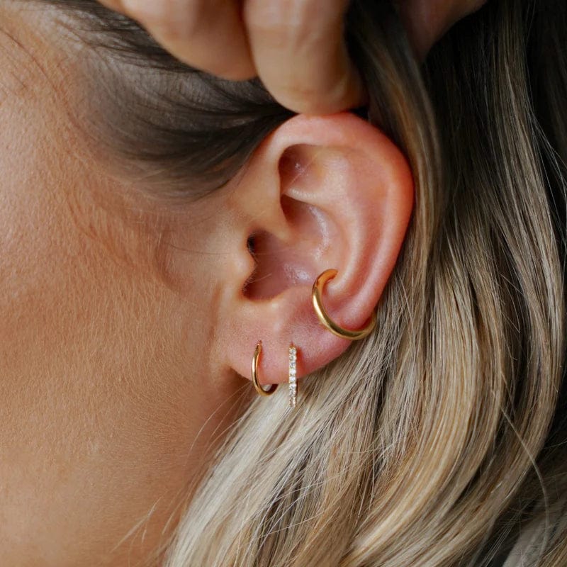 Mini Pave Huggie Hoop Earrings Crystal - Image 4