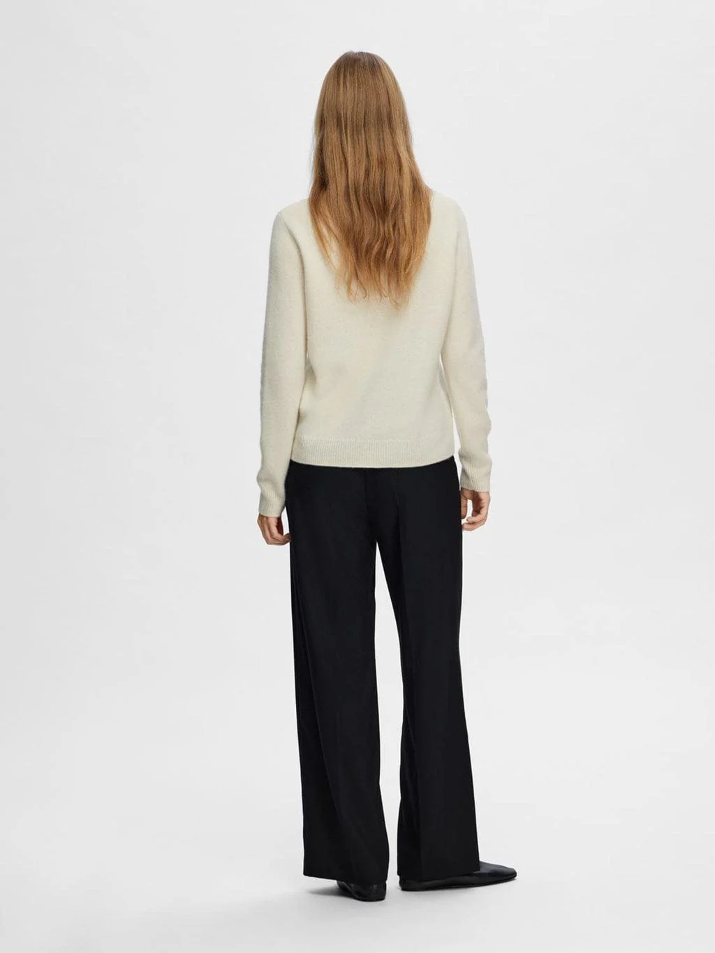 Manila Ls Knit Cashmere O-Neck Birch - Image 5