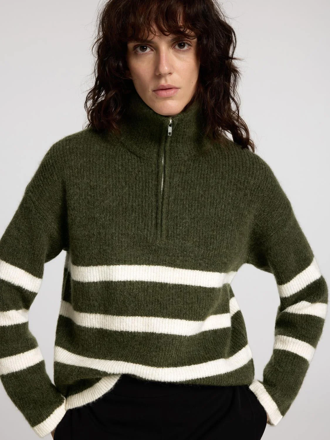 Maline Ls Knit Half Zip Kalamata Birch - Image 3