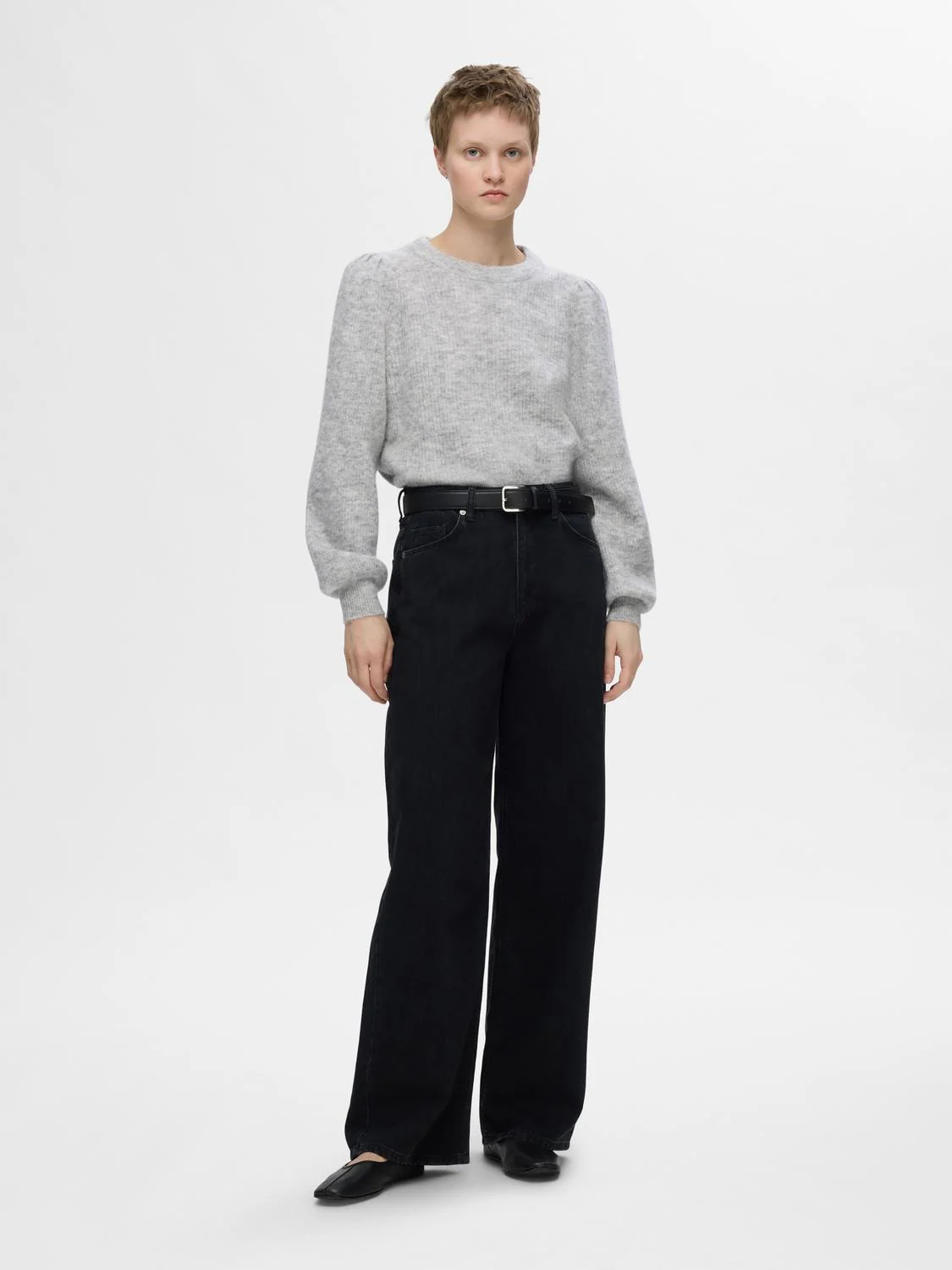 Lulu Ls Knit Rib O-Neck Light Grey Melange - Image 6