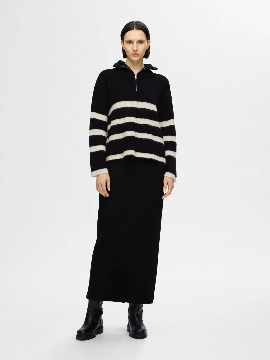 Maline Ls Knit Half Zip Black Birch - Image 9
