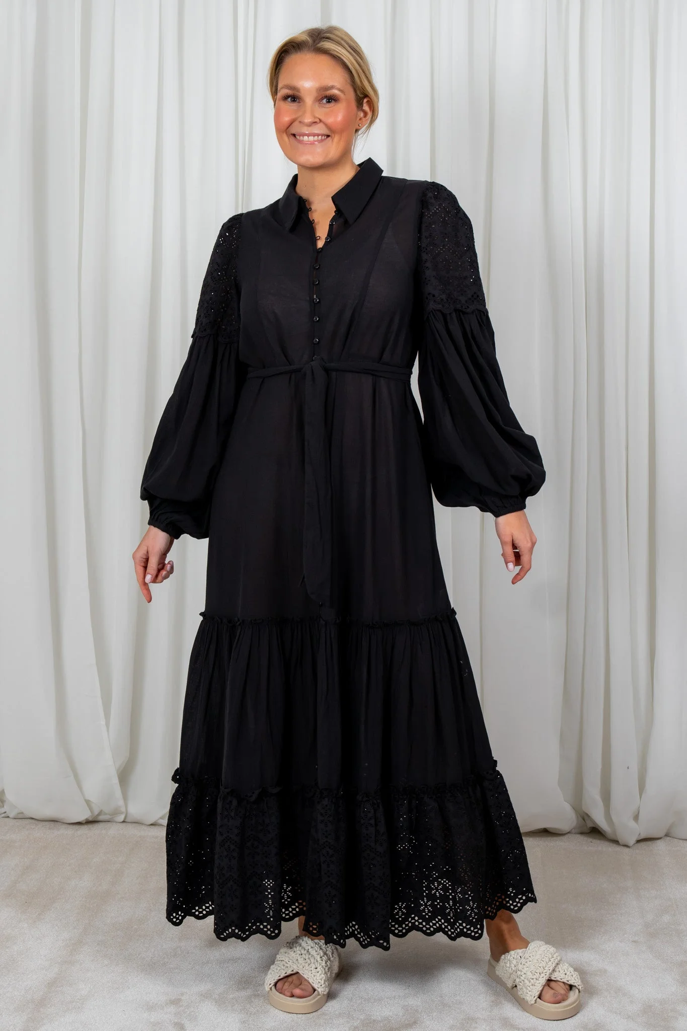 Cotton Slub Shirt Dress Black - Image 2