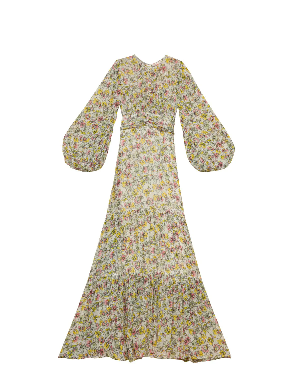 Dotted Georgette Gown Vintage Floral - Image 3