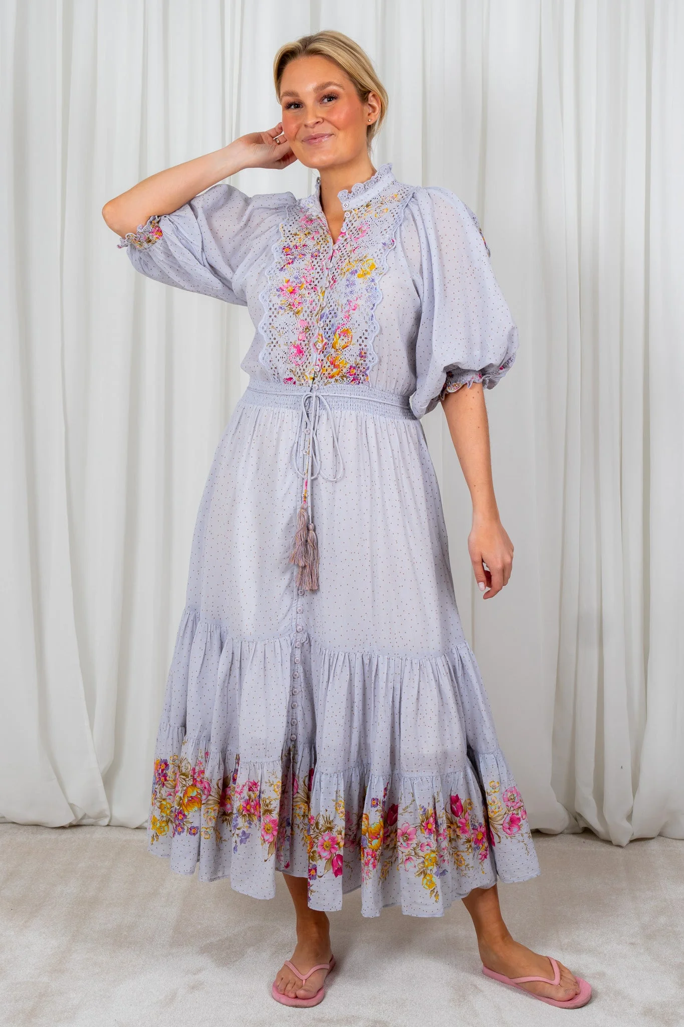 Cotton Slub Midi Dress Flower Market - Image 2