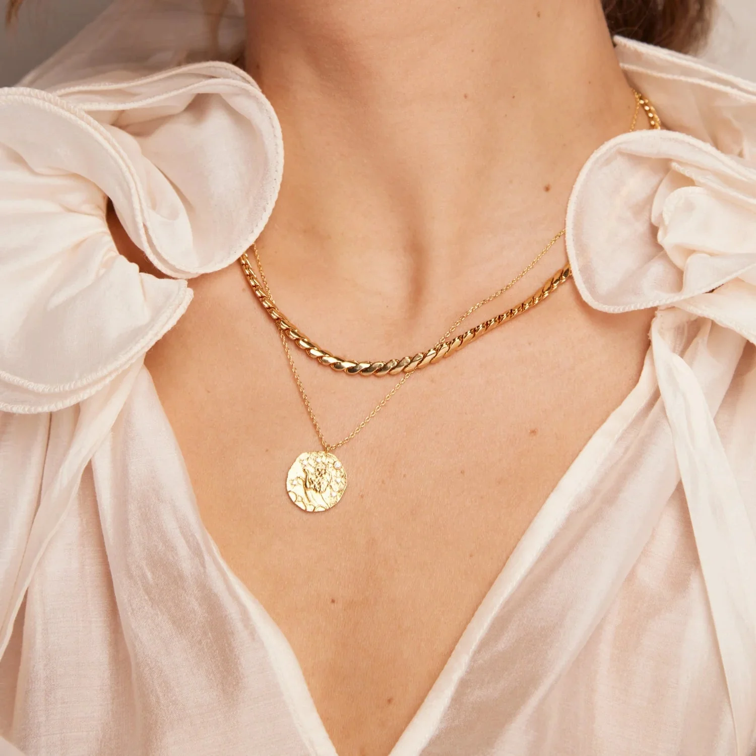 Aries Zodiac Necklace Pale Gold - Image 3
