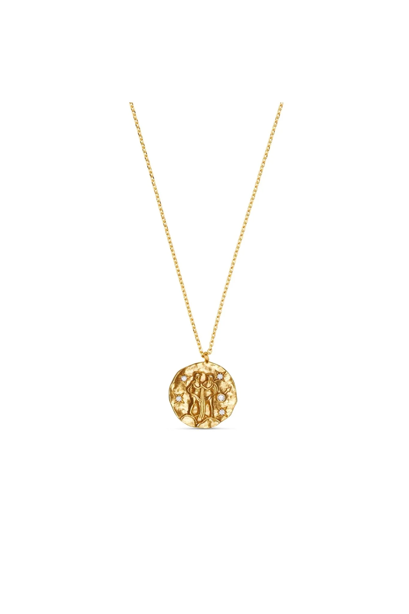 Gemini Zodiac Necklace Pale Gold