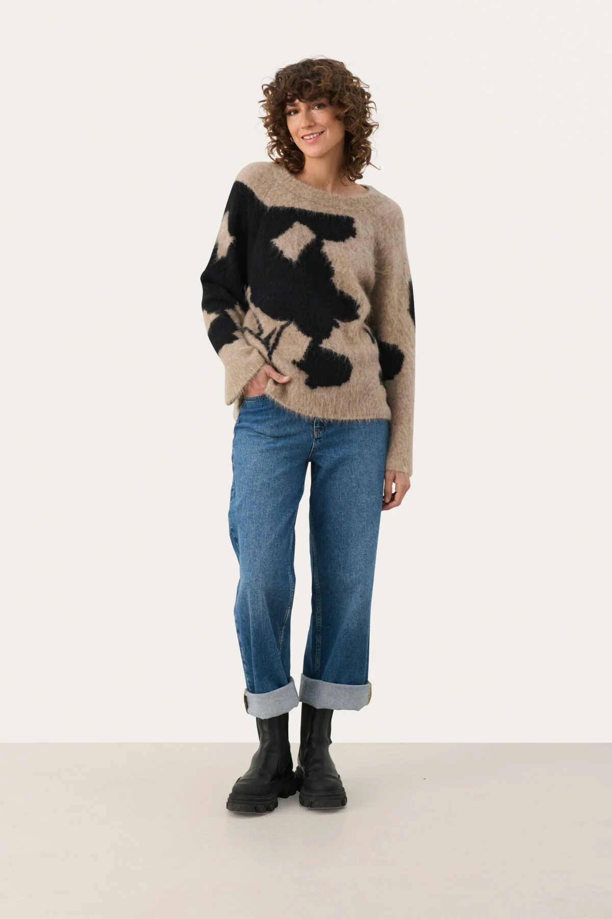Lajlapw Pullover Mink Melange Blurred Flower - Image 4