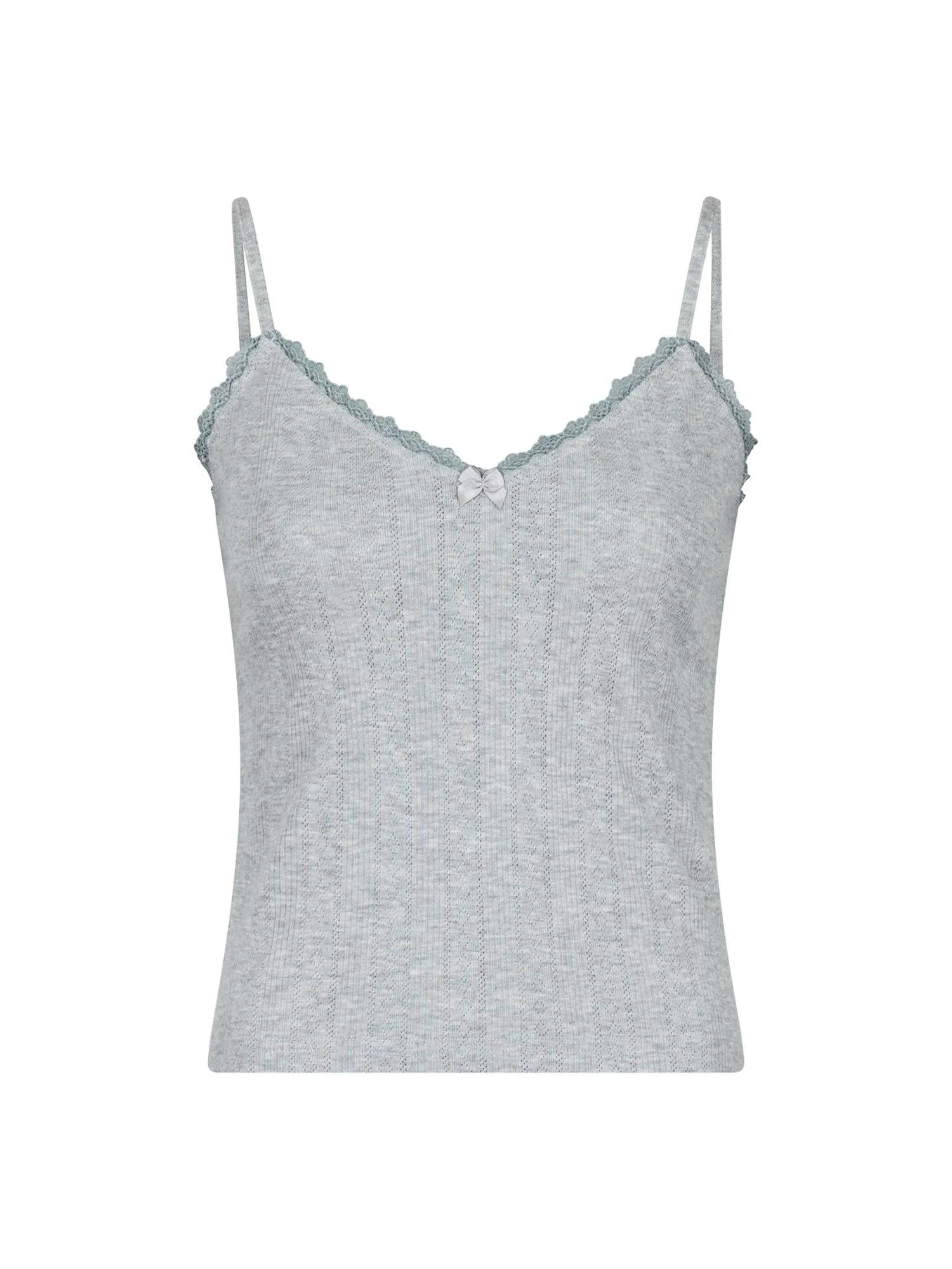 Lindsay Pointelle Top Light Grey